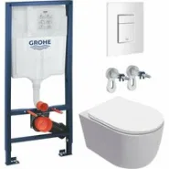 Комплект инсталляции GROHE Rapid SL 38772SH0 с унитазом AQUAme AQM2012 и сиденьем с микролифтом, смыв Quiet (NW0291)