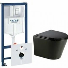 Комплект инсталляции GROHE Rapid SL 38775001 с унитазом AQUAme AQM2001MB и сиденьем с микролифтом (NW0306)