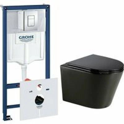 Комплект инсталляции GROHE Rapid SL 38775001 с унитазом AQUAme AQM2001MB и сиденьем с микролифтом (NW0306) Комплект инсталляции GROHE Rapid SL 38775001 с унитазом AQUAme AQM2001MB и сиденьем с микролифтом (NW0306)