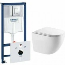 Комплект инсталляции GROHE Rapid SL 38775001 с унитазом AQUAme AQM2002L и сиденьем с микролифтом, смыв Quiet (NW0307)