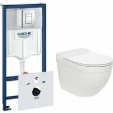 Комплект инсталляции GROHE Rapid SL 38775001 с унитазом AQUAme AQM2010 и сиденьем с микролифтом, смыв Quiet (NW0313)