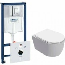 Комплект инсталляции GROHE Rapid SL 38775001 с унитазом AQUAme AQM2012 и сиденьем с микролифтом, смыв Quiet (NW0315)