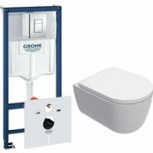 Комплект инсталляции GROHE Rapid SL 38775001 с унитазом AQUAme AQM2013PRO и сиденьем с микролифтом, смыв Invisible (NW0316)