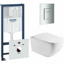 Комплект инсталляции GROHE Rapid SL 38775001 с унитазом Aquatek МЕДЕЯ AQ1537T-00 и сиденьем с микролифтом (NW0349)