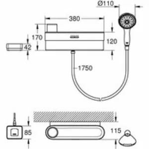 Душевой набор GROHE Purefoam, 2 режима, 1750 мм, 7,6 л/мин, хром/черный (1033670000) Душевой набор GROHE Purefoam, 2 режима, 1750 мм, 7,6 л/мин, хром/черный (1033670000)