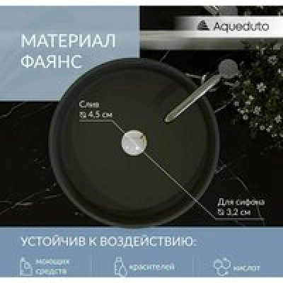 Раковина накладная Aqueduto ESPIRAL, D400, черный матовый (ESP0140) Раковина накладная Aqueduto ESPIRAL, D400, черный матовый (ESP0140)
