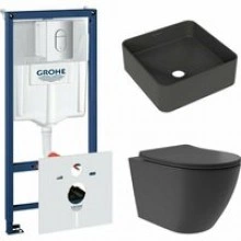 Комплект инсталляции GROHE Rapid SL NW0145/S с унитазом Aqueduto OVO Plus OVOT0240 и раковиной Aqueduto ESPIRAL ESP0340 (NW0381)