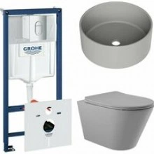 Комплект инсталляции GROHE Rapid SL NW0145/S с унитазом Aqueduto CONE CON0130 и раковиной Aqueduto ESPIRAL D400 ESP0130 (NW0409)