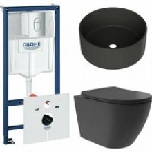 Комплект инсталляции GROHE Rapid SL NW0145/S с унитазом Aqueduto OVO Plus OVOT0240 и раковиной Aqueduto ESPIRAL D400 ESP0140 (NW0421)