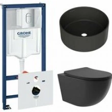 Комплект инсталляции GROHE Rapid SL NW0145/S с унитазом Aqueduto OVO OVO0140 и раковиной Aqueduto ESPIRAL D400 ESP0140 (NW0425)