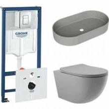 Комплект инсталляции GROHE Rapid SL 38775001 с унитазом Aqueduto OVO OVO0130 и раковиной Aqueduto ESPIRAL ESP0230 (NW0438)
