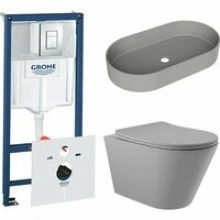 Комплект инсталляции GROHE Rapid SL 38775001 с унитазом Aqueduto CONE CON0130 и раковиной Aqueduto ESPIRAL ESP0230 (NW0446)
