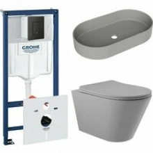 Комплект инсталляции GROHE Solido 38811KF0 с унитазом Aqueduto CONE CON0130 и раковиной Aqueduto ESPIRAL ESP0230 ( NW0447)