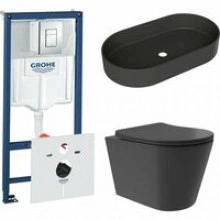 Комплект инсталляции GROHE Rapid SL 38775001 с унитазом Aqueduto CONE Plus CONT0240 и раковиной Aqueduto ESPIRAL ESP0240 (NW0454)
