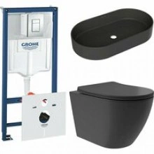 Комплект инсталляции GROHE Rapid SL 38775001 с унитазом Aqueduto OVO Plus OVOT0240 и раковиной Aqueduto ESPIRAL ESP0240 (NW0458)