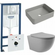 Комплект инсталляции GROHE Rapid SL 38775001 с унитазом Aqueduto OVO OVO0130 и раковиной Aqueduto ESPIRAL ESP0430 (NW0478)