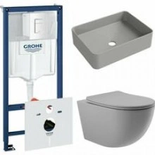 Комплект инсталляции GROHE Rapid SL 38772SH0 с унитазом Aqueduto OVO OVO0130 и раковиной Aqueduto ESPIRAL ESP0430 (NW0480)