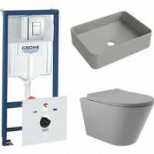 Комплект инсталляции GROHE Rapid SL 38775001 с унитазом Aqueduto CONE CON0130 и раковиной Aqueduto ESPIRAL ESP0430 (NW0486)