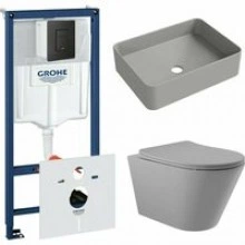 Комплект инсталляции GROHE Solido 38811KF0 с унитазом Aqueduto CONE CON0130 и раковиной Aqueduto ESPIRAL ESP0430 (NW0487)