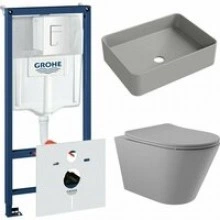 Комплект инсталляции GROHE Rapid SL 38772SH0 с унитазом Aqueduto CONE CON0130 и раковиной Aqueduto ESPIRAL ESP0430 (NW0488)