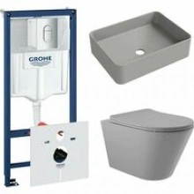 Комплект инсталляции GROHE Rapid SL NW0145/S с унитазом Aqueduto CONE CON0130 и раковиной Aqueduto ESPIRAL ESP0430 (NW0489)
