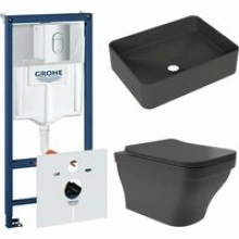 Комплект инсталляции GROHE Rapid SL NW0145/S с унитазом Aqueduto ESTETA EST0140 и раковиной Aqueduto ESPIRAL ESP0440 (NW0493)