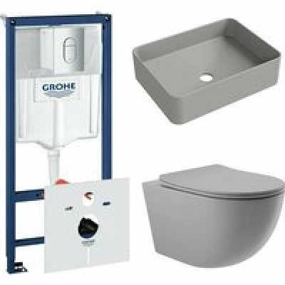 Комплект инсталляции GROHE Rapid SL 3 в 1 (NW0145/S) с унитазом Aqueduto OVO и раковиной Aqueduto ESPIRAL ESP0430 (NW0481)