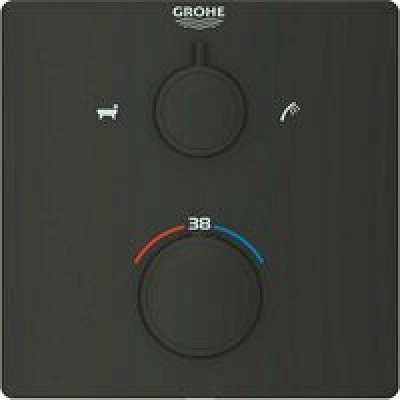 Внешняя часть термостата для ванны и душа GROHE Grohtherm с переключателем на 2 положения, матовый чёрный (1022112430) Внешняя часть термостата для ванны и душа GROHE Grohtherm с переключателем на 2 положения, матовый чёрный (1022112430)