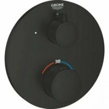 Внешняя часть термостата для душа GROHE Grohtherm с переключателем на 1 положение, матовый чёрный (1022122430)