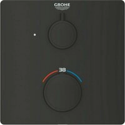 Внешняя часть термостата для душа GROHE Grohtherm с переключателем на 1 положение, матовый чёрный (1022152430) Внешняя часть термостата для душа GROHE Grohtherm с переключателем на 1 положение, матовый чёрный (1022152430)