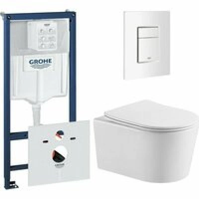 Комплект инсталляции GROHE 38772SH0 с унитазом Aquatek ОБЕРОН и сиденьем с микролифтом (NW0529)
