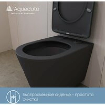 Унитаз подвесной Aqueduto CONE 525*360 безободковый, сиденье с микролифтом, черный матовый (CONT2140) Унитаз подвесной Aqueduto CONE 525*360 безободковый, сиденье с микролифтом, черный матовый (CONT2140)