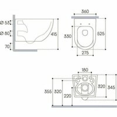Унитаз подвесной Aqueduto OVO 525*360 безободковый, сиденье с микролифтом, черный матовый (OVOT2140) Унитаз подвесной Aqueduto OVO 525*360 безободковый, сиденье с микролифтом, черный матовый (OVOT2140)