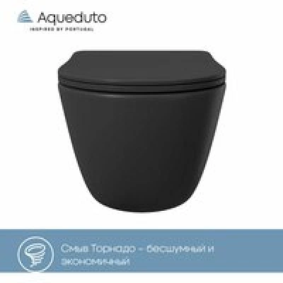 Унитаз подвесной Aqueduto OVO 525*360 безободковый, сиденье с микролифтом, черный матовый (OVOT2140) Унитаз подвесной Aqueduto OVO 525*360 безободковый, сиденье с микролифтом, черный матовый (OVOT2140)