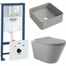 Комплект инсталляции GROHE Rapid SL 38775001 с унитазом Aqueduto CONE CONT2130 и раковиной Aqueduto ESPIRAL ESP0330 (NW0563)