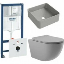 Комплект инсталляции GROHE Rapid SL 38775001 с унитазом Aqueduto OVO OVOT2130 и раковиной Aqueduto ESPIRAL ESP0330 (NW0565)