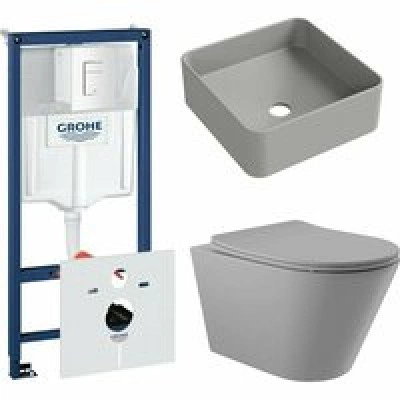 Комплект инсталляции GROHE Rapid SL 38772SH0 с унитазом Aqueduto CONE CONT2130 и раковиной Aqueduto ESPIRAL ESP0330 (NW0575)