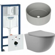 Комплект инсталляции GROHE Rapid SL NW0145/S с унитазом Aqueduto OVO OVOT2130 и раковиной Aqueduto ESPIRAL D400 ESP0130 (NW0607)