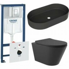 Комплект инсталляции GROHE Rapid SL 38775001 с унитазом Aqueduto CONE CONT2140 и раковиной Aqueduto ESPIRAL ESP0240 (NW0614)