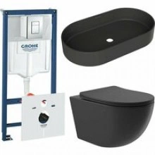 Комплект инсталляции GROHE Rapid SL 38775001 с унитазом Aqueduto OVO OVOT2140 и раковиной Aqueduto ESPIRAL ESP0240 (NW0616)