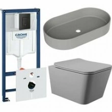 Комплект инсталляции GROHE Solido 38811KF0 с унитазом Aqueduto MACIO MACT2130 и раковиной Aqueduto ESPIRAL ESP0230 (NW0618)