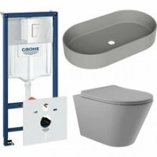 Комплект инсталляции GROHE Rapid SL 38772SH0 с унитазом Aqueduto CONE CONT2130 и раковиной Aqueduto ESPIRAL ESP0230 (NW0623)