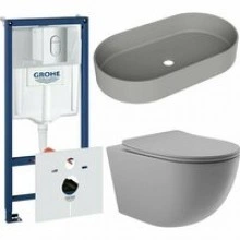 Комплект инсталляции GROHE Rapid SL NW0145/S с унитазом Aqueduto OVO OVOT2130 и раковиной Aqueduto ESPIRAL ESP0230 (NW0631)