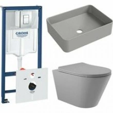 Комплект инсталляции GROHE Rapid SL 38775001 с унитазом Aqueduto CONE CONT2130 и раковиной Aqueduto ESPIRAL ESP0430 (NW0635)