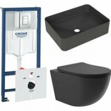 Комплект инсталляции GROHE Rapid SL 38775001 с унитазом Aqueduto OVO OVOT2140 и раковиной Aqueduto ESPIRAL ESP0440 (NW0640)