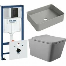 Комплект инсталляции GROHE Solido 38811KF0 с унитазом Aqueduto MACIO MACT2130 и раковиной Aqueduto ESPIRAL ESP0430 (NW0642)