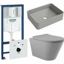 Комплект инсталляции GROHE Rapid SL 3 в 1 (NW0145/S) с унитазом Aqueduto CONE CONT2130 и раковиной Aqueduto ESPIRAL ESP0430 (NW0653)