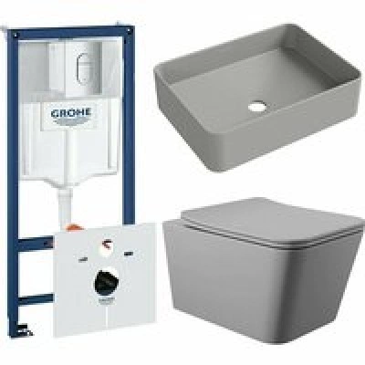 Комплект инсталляции GROHE Rapid SL 3 в 1 (NW0145/S) с унитазом Aqueduto MACIO MACT2130 и раковиной Aqueduto ESPIRAL ESP0430 (NW0654)