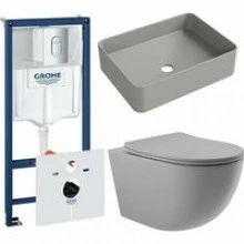 Комплект инсталляции GROHE Rapid SL 3 в 1 (NW0145/S) с унитазом Aqueduto OVO OVOT2130 и раковиной Aqueduto ESPIRAL ESP0430 (NW0655)