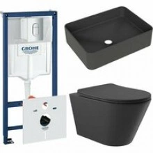 Комплект инсталляции GROHE Rapid SL 3 в 1 (NW0145/S) с унитазом Aqueduto CONE CONT2140 и раковиной Aqueduto ESPIRAL ESP0440 (NW0656)